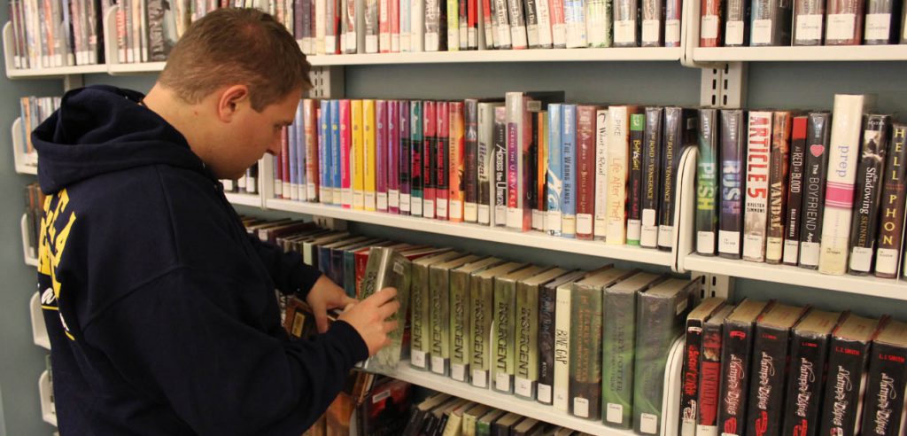 Workability Program student working at the Fullerton College Library