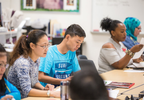 Students working on their homework in the Cypress Learning Center